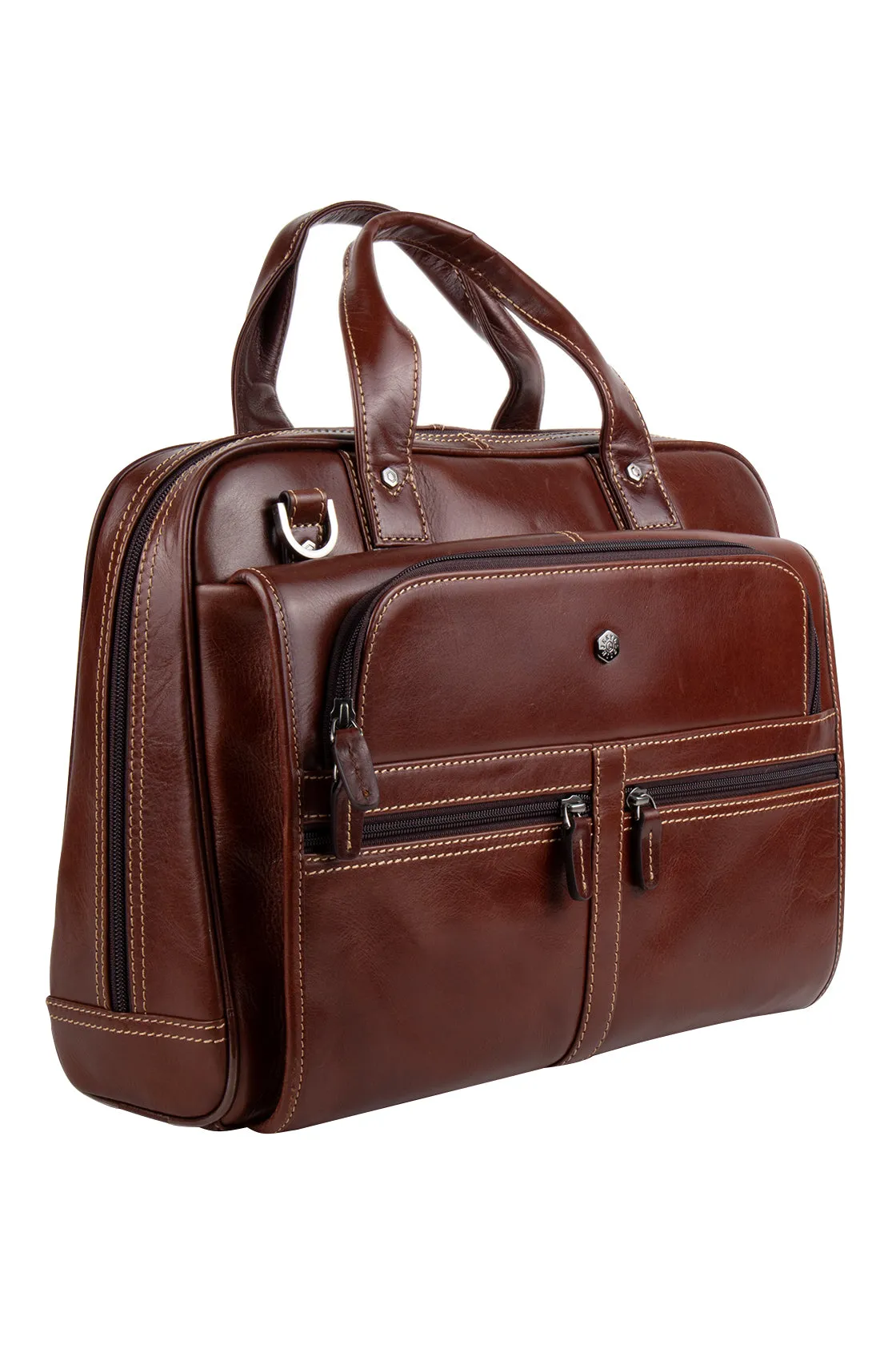 Jekyll & Hide Oxford 17" Multi Compartment Briefcase Tobacco