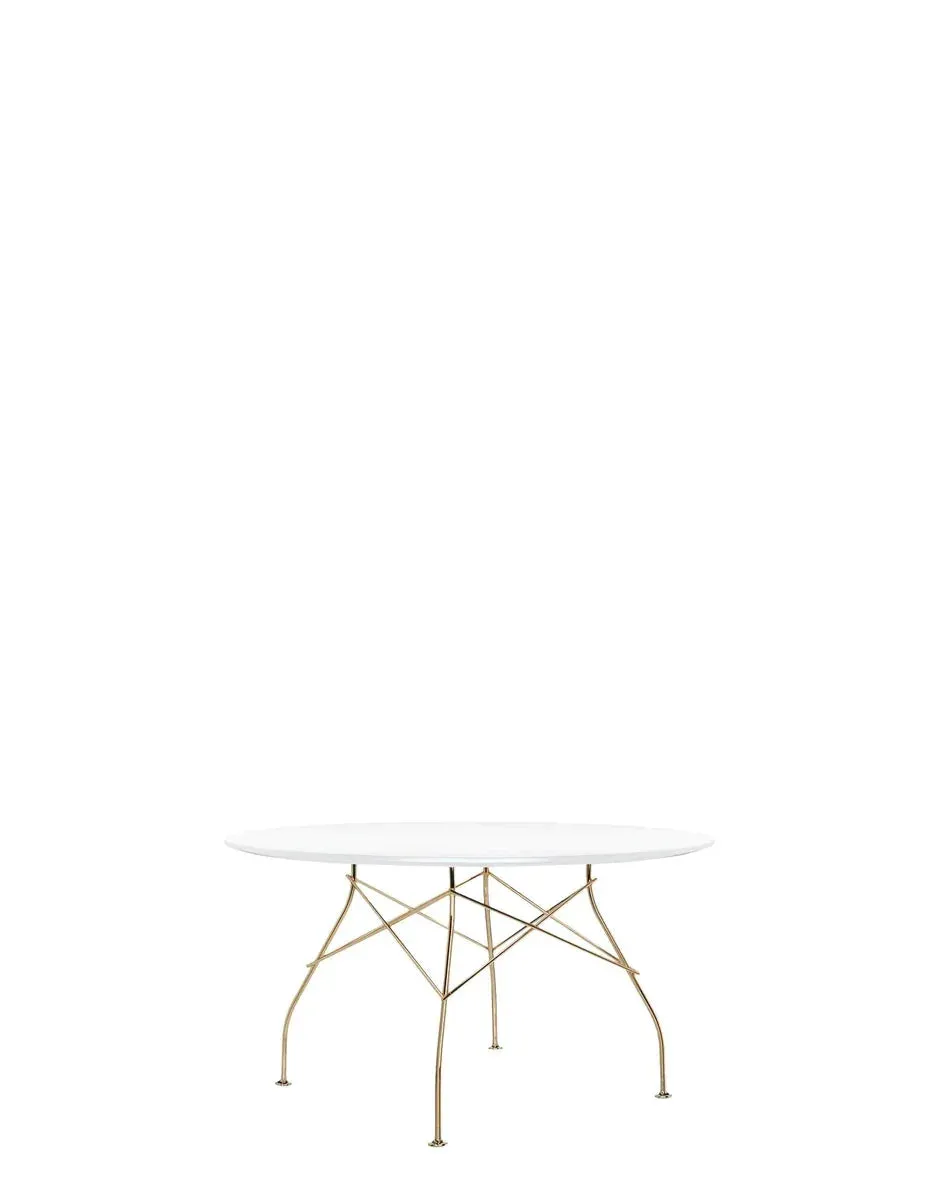 Kartell Glossy Table Round Lacquered, Gold/White
