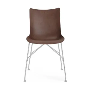 Kartell P/Wood Chair Slatted Ash, Dark Wood/Chrome