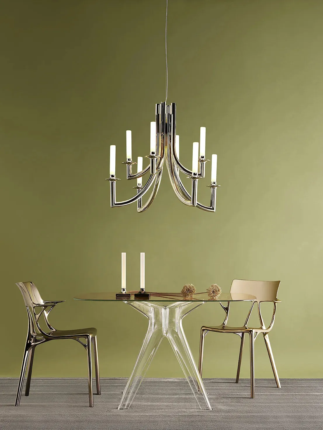 Kartell Sir Gio Table Square, Crystal/Yellow