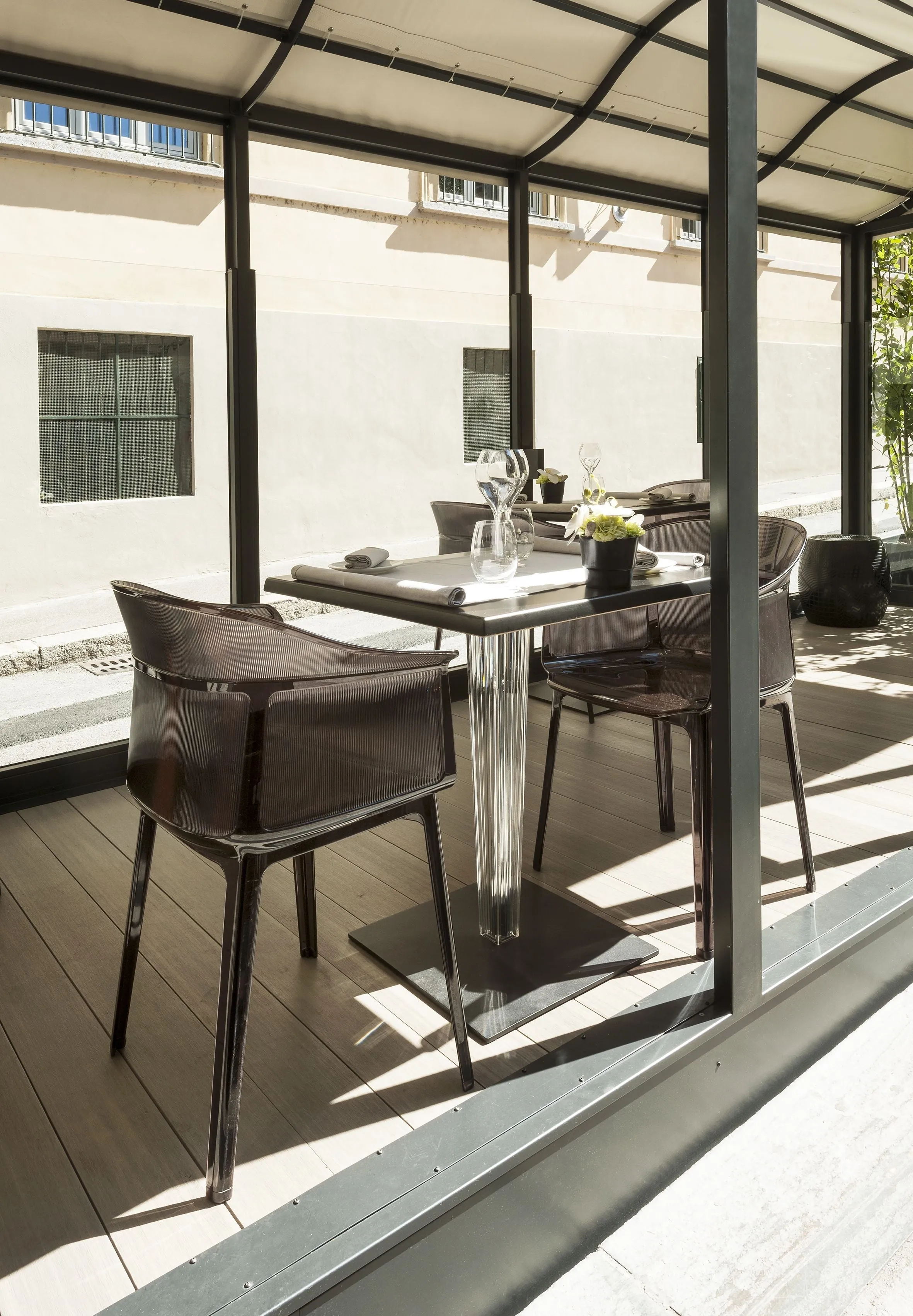 Kartell Top Top Table Round With Square Base ⌀70 Cm, Black