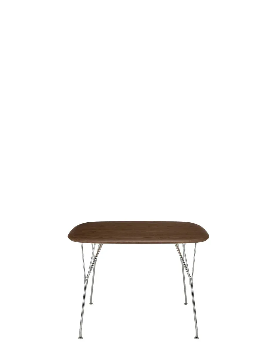 Kartell Viscount Of Wood Table Square, Walnut/Chrome