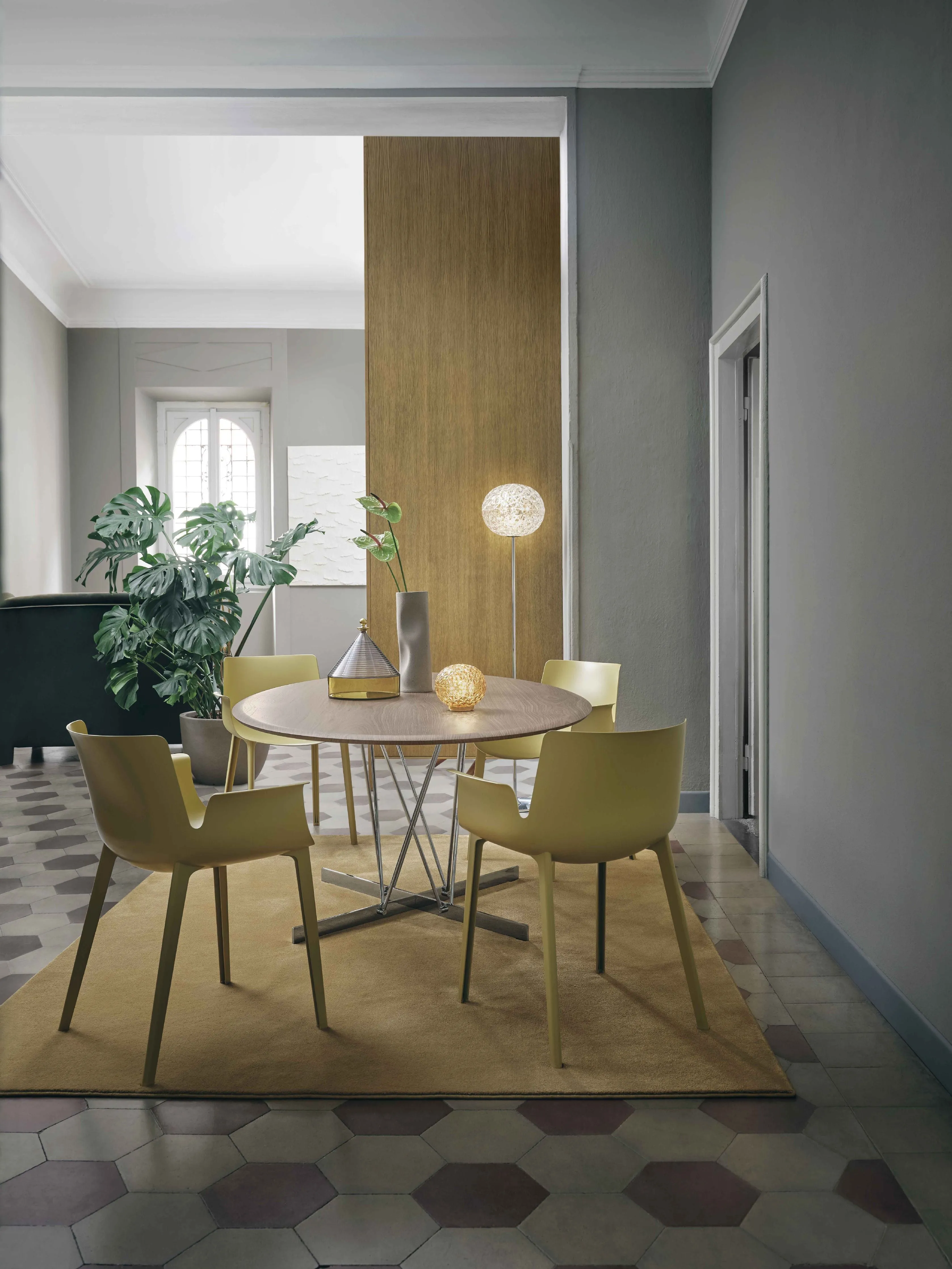 Kartell Viscount Of Wood Table Square, Walnut/Chrome