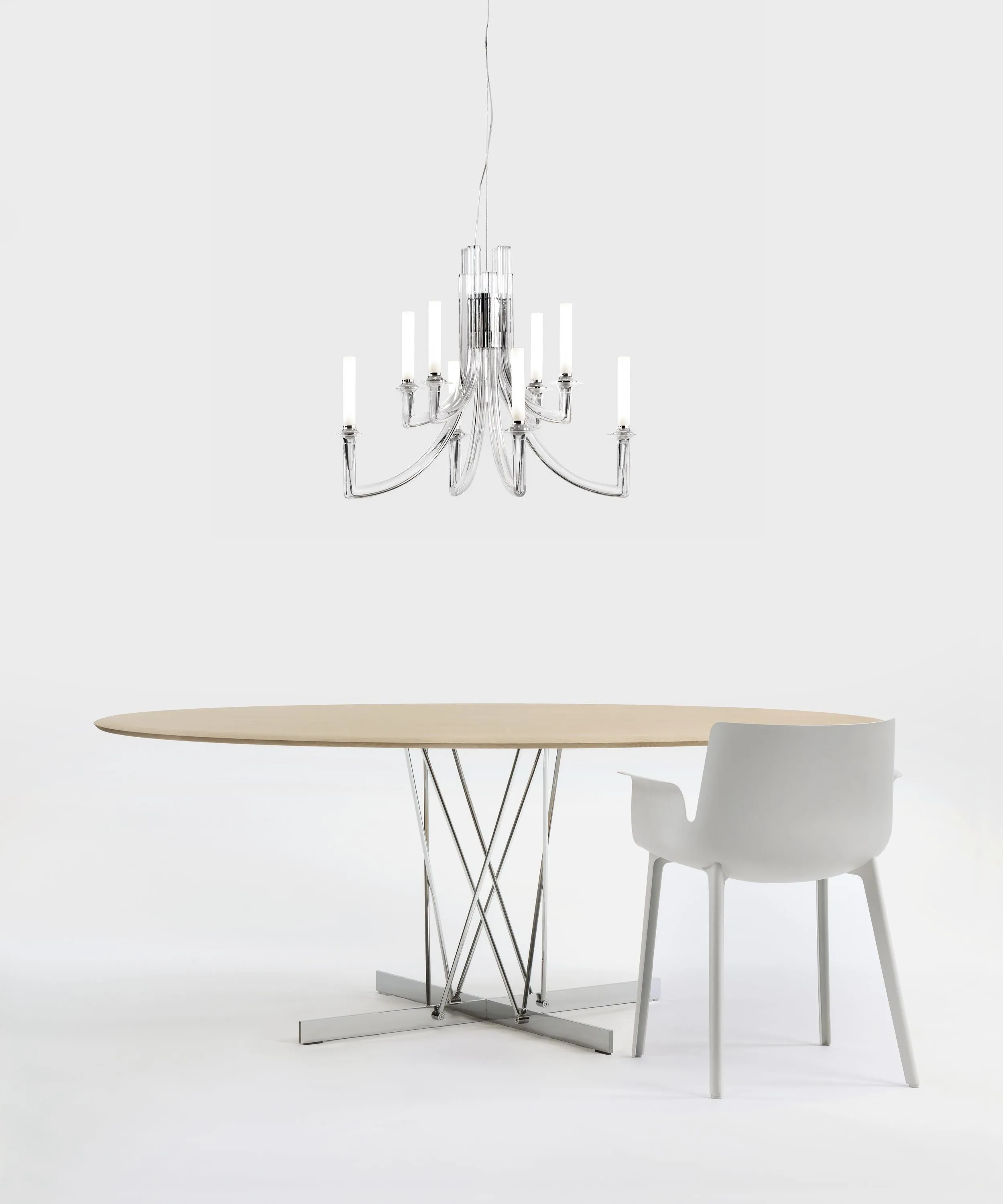 Kartell Viscount Of Wood Table Square, Walnut/Chrome