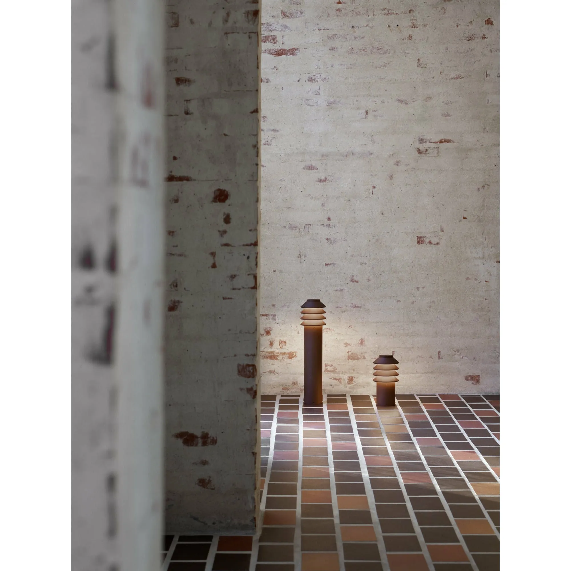 Louis Poulsen Bysted Garden Bollard Lamp Large Cortenfarben Led 3000 K With Ground Piece O/Adapter