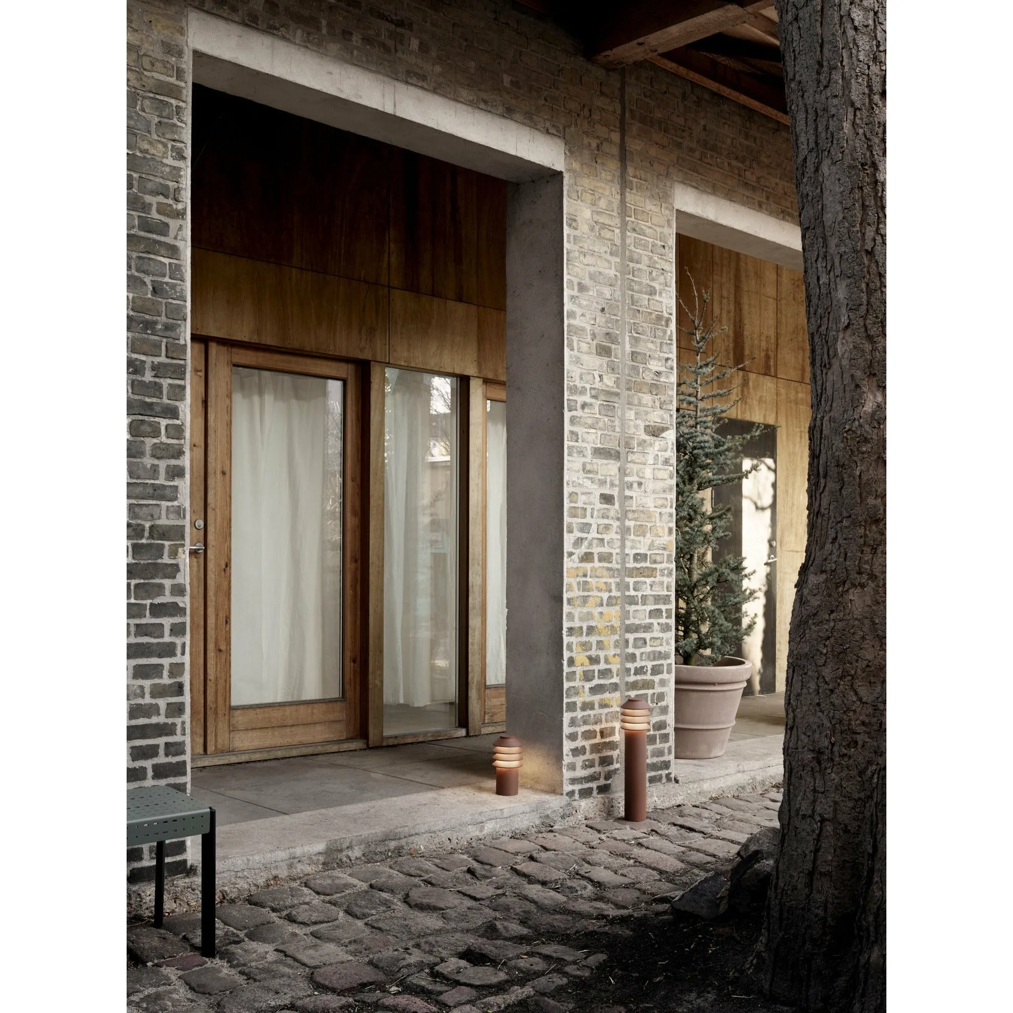 Louis Poulsen Bysted Garden Bollard Lamp Large Cortenfarben Led 3000 K With Ground Piece O/Adapter