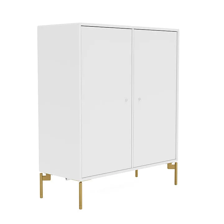 Montana Cover Cabinet With Legs, Snow White/Brass