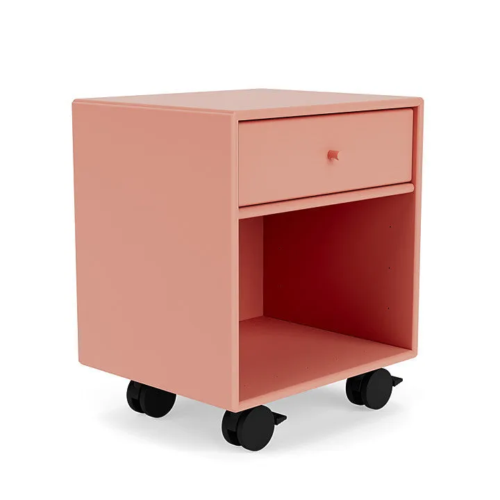 Montana Dream Nightstand With Castors, Rhubarb Red