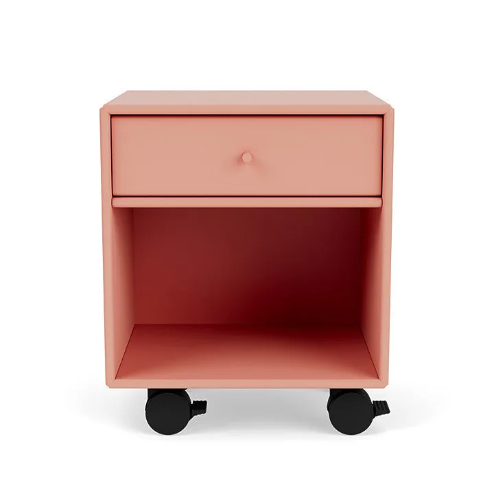 Montana Dream Nightstand With Castors, Rhubarb Red