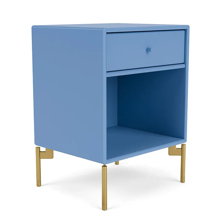 Montana Dream Nightstand With Legs, Azure Blue/Brass