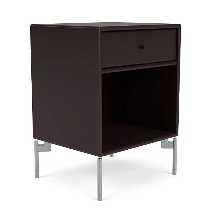 Montana Dream Nightstand With Legs, Balsamic/Matt Chrome