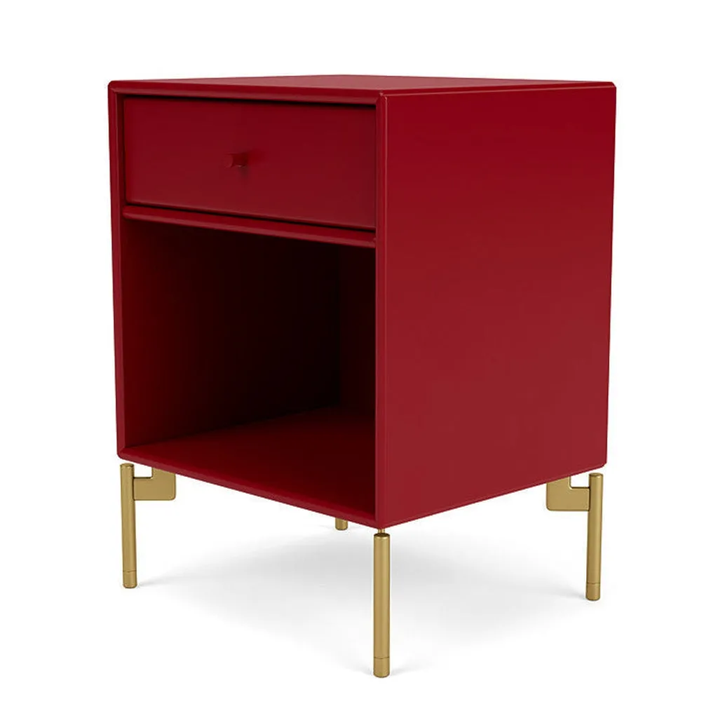 Montana Dream Nightstand With Legs, Beetroot/Brass