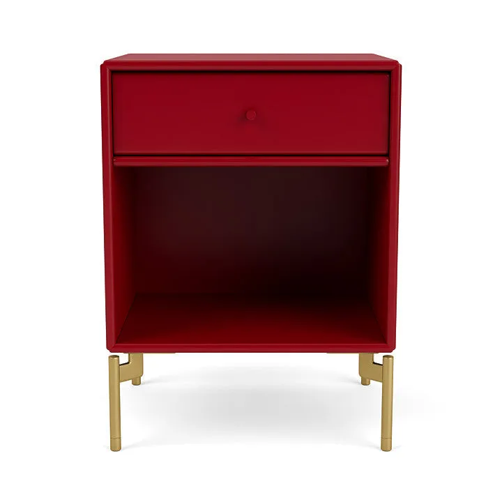 Montana Dream Nightstand With Legs, Beetroot/Brass