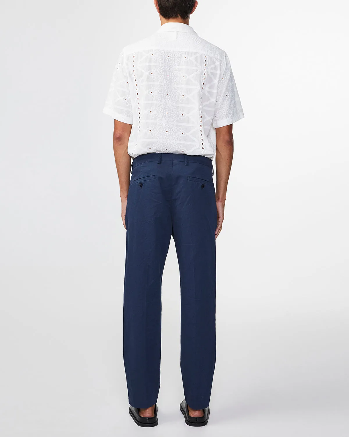 NN07 1803 Fritz Pleated Taper Trouser L32 Navy Blue