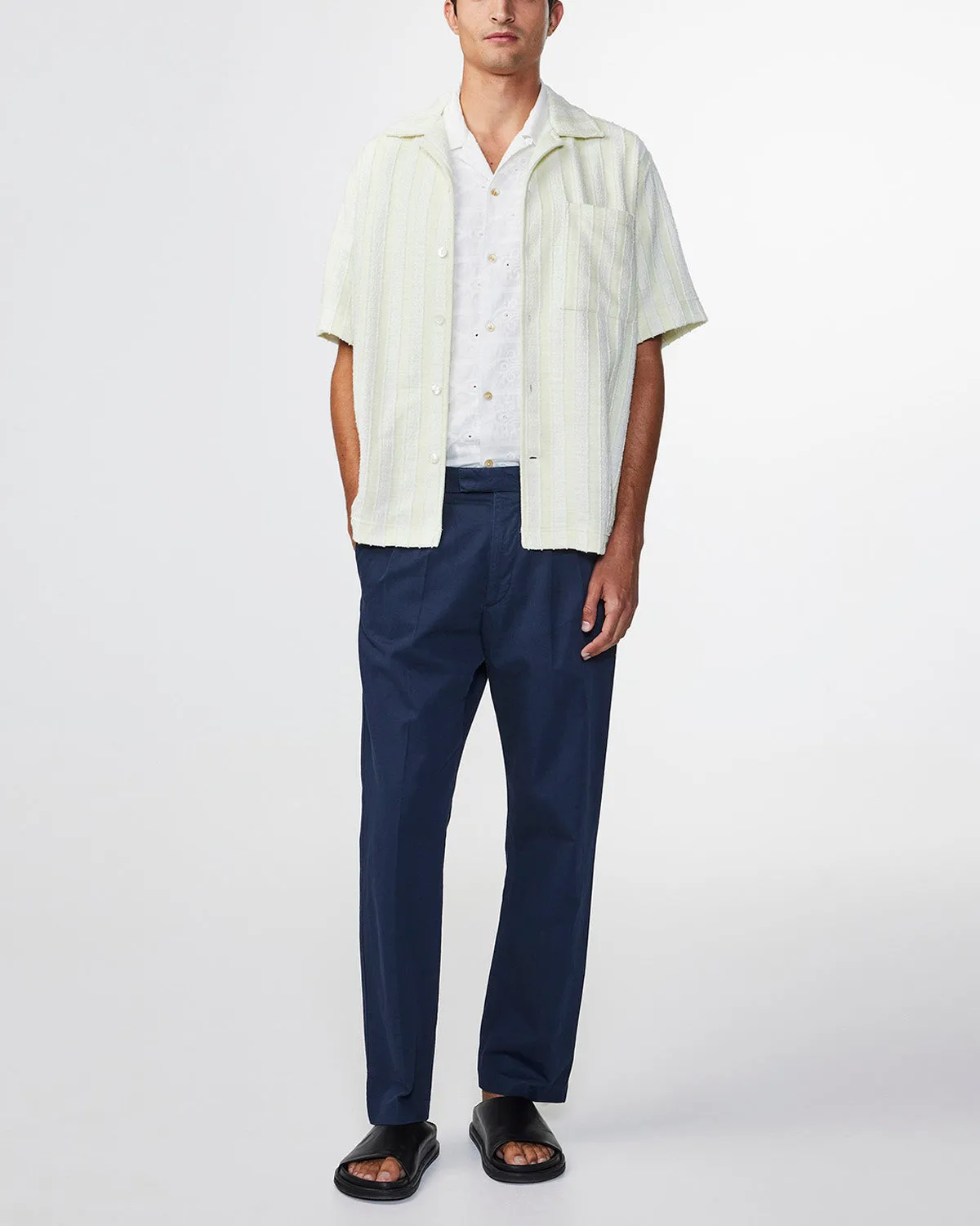 NN07 1803 Fritz Pleated Taper Trouser L32 Navy Blue