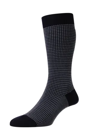 Pantherella Highbury Houndstooth Socks Navy