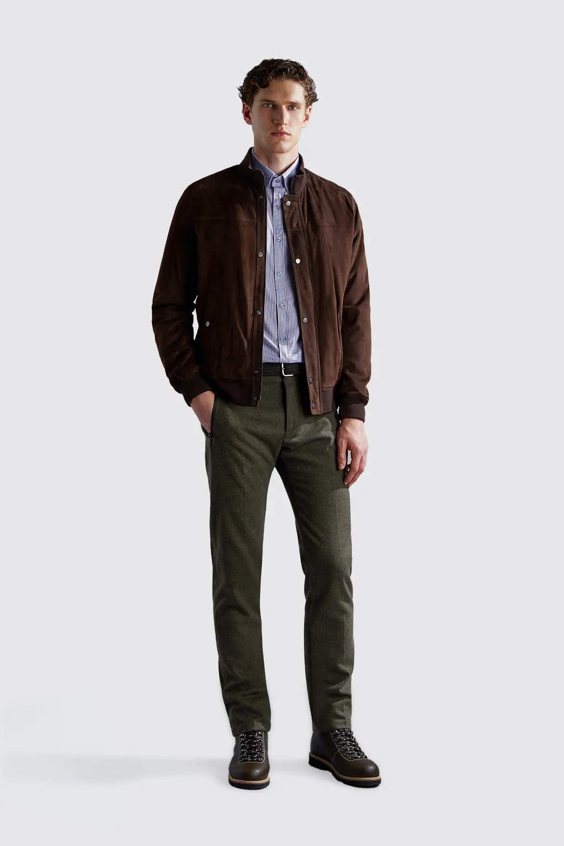 Paul & Shark Aqualeather Suede Bomber Chocolate