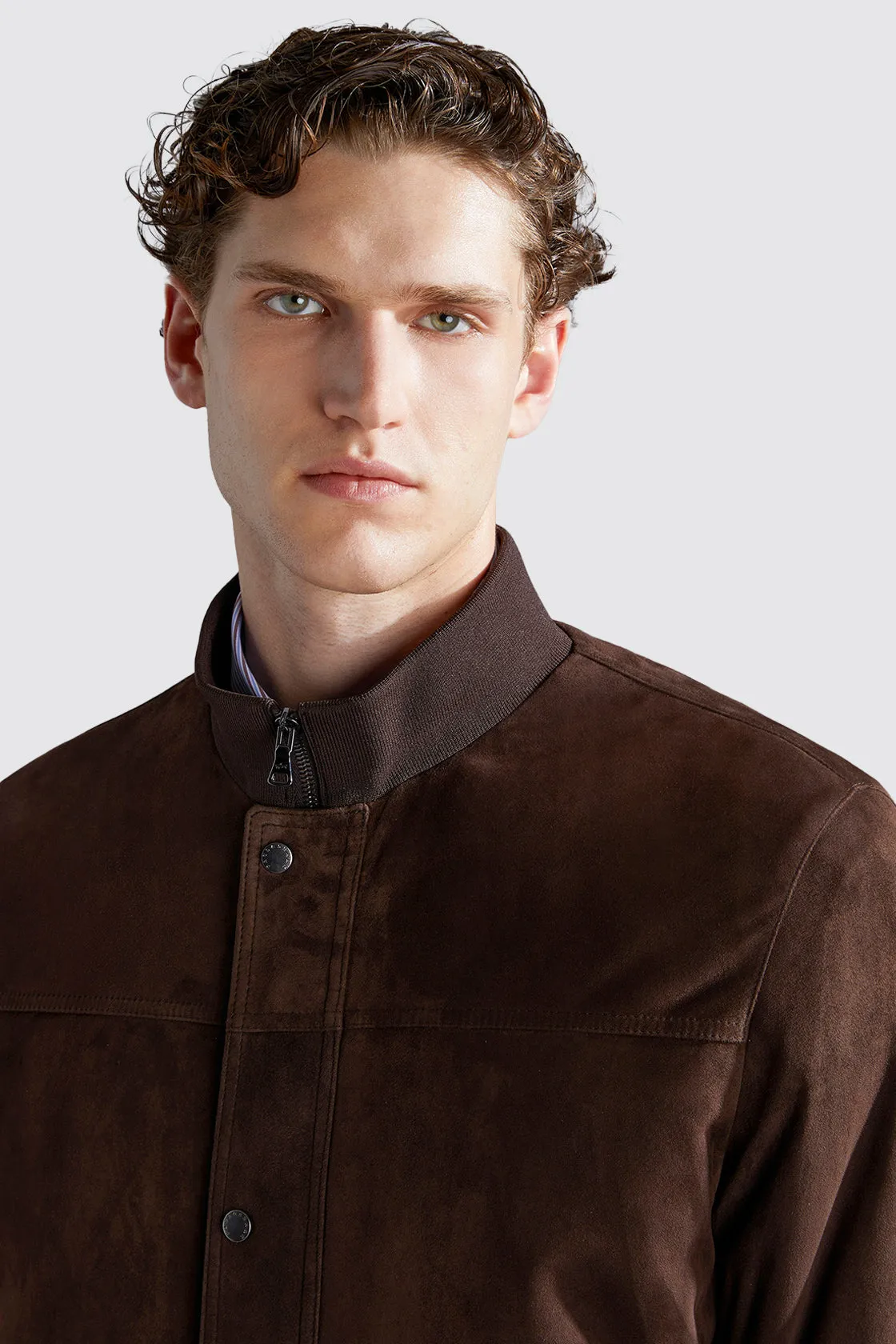 Paul & Shark Aqualeather Suede Bomber Chocolate