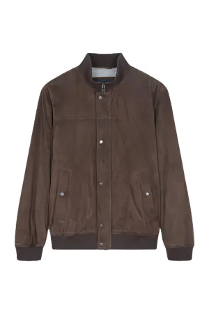 Paul & Shark Aqualeather Suede Bomber Chocolate