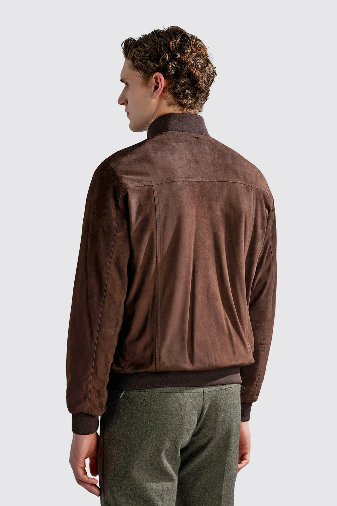 Paul & Shark Aqualeather Suede Bomber Chocolate