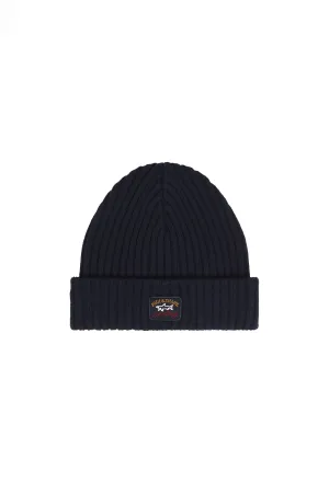 Paul & Shark Merino Wool Ribbed Cap Navy OSF