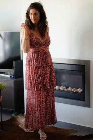 PLEATED MAXIDRESS IN FLOWERPRINT