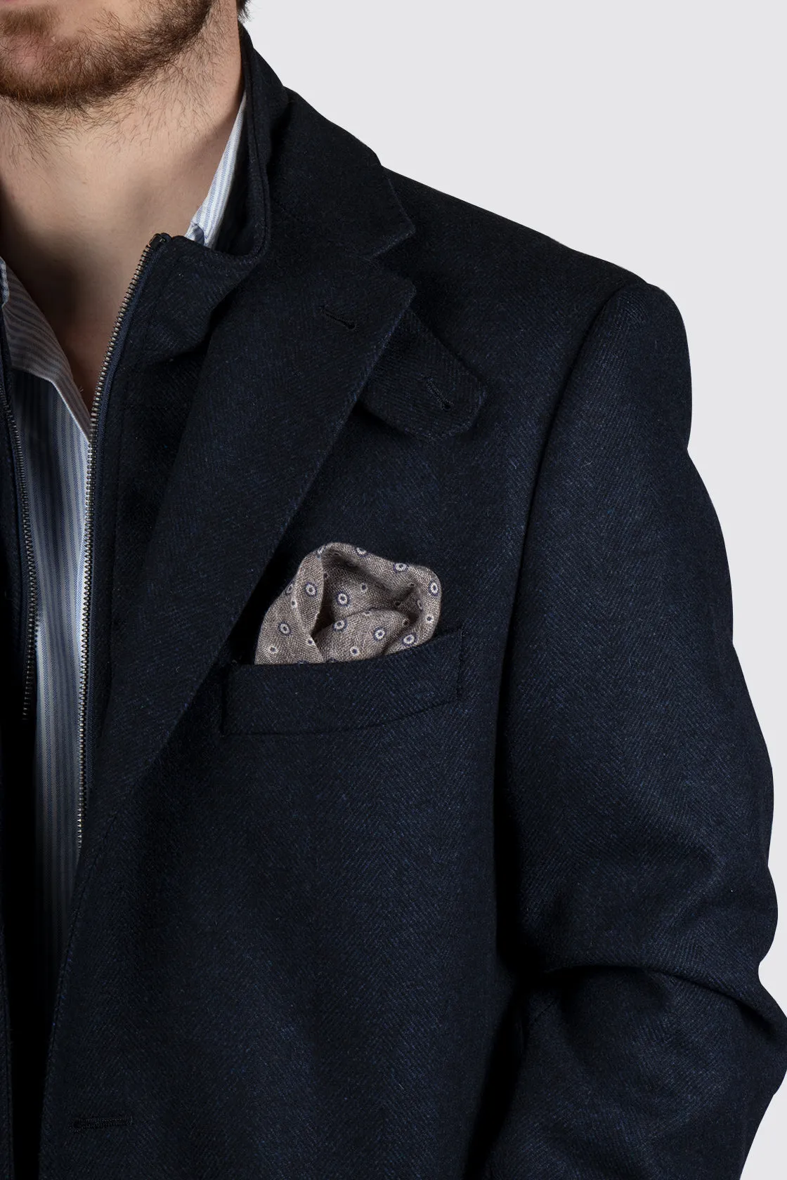 Rembrandt Compton Herringbone Overcoat Navy