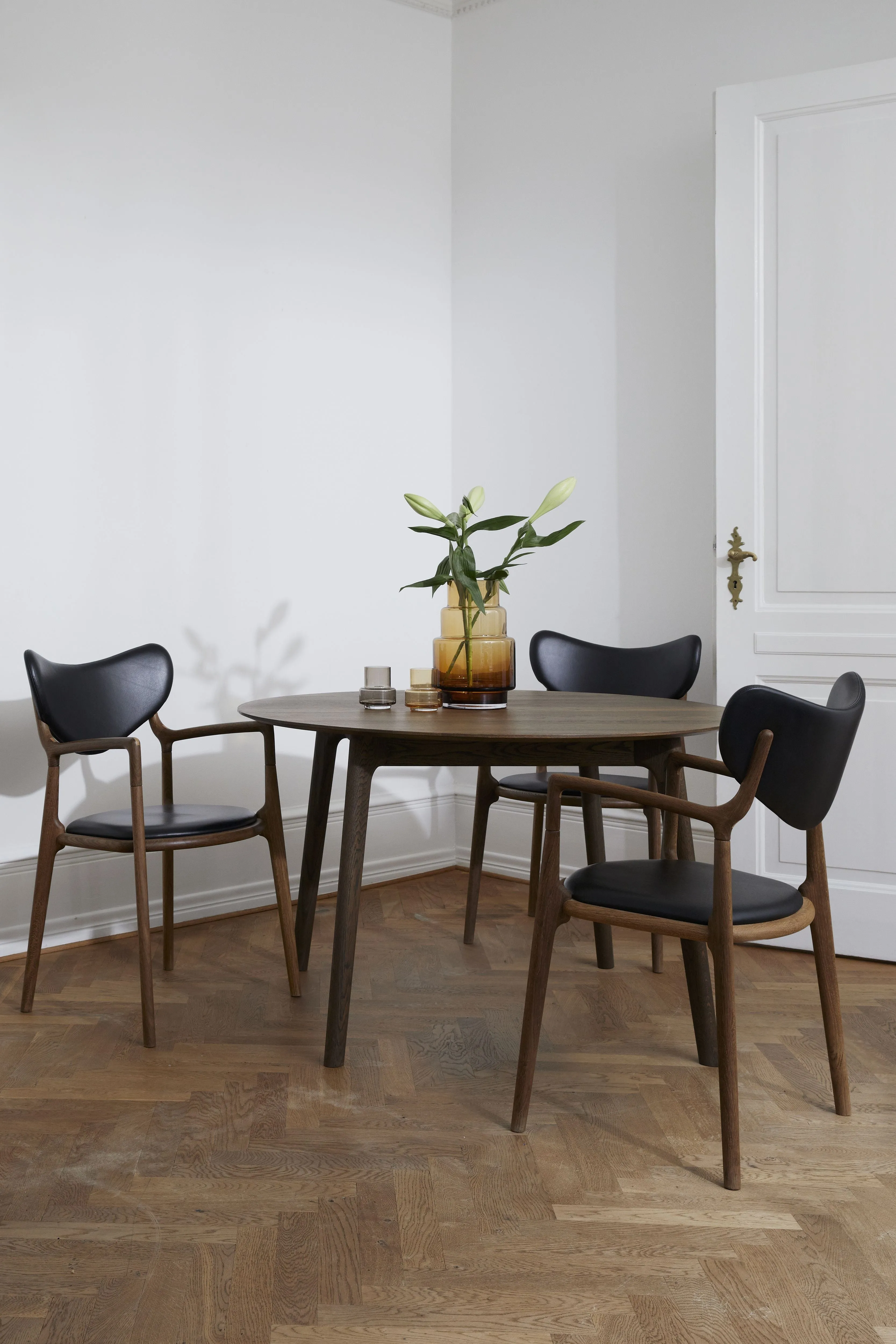 Ro Collection Salon Chair Upholstered, Cognac Supreme Leather