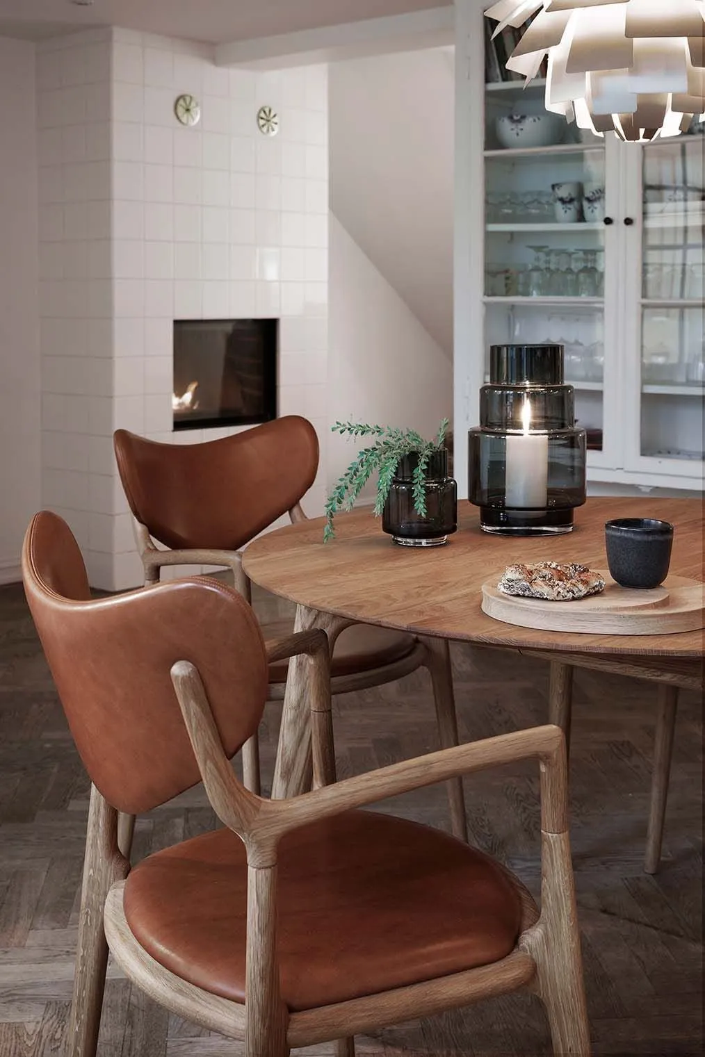 Ro Collection Salon Chair Upholstered, Cognac Supreme Leather
