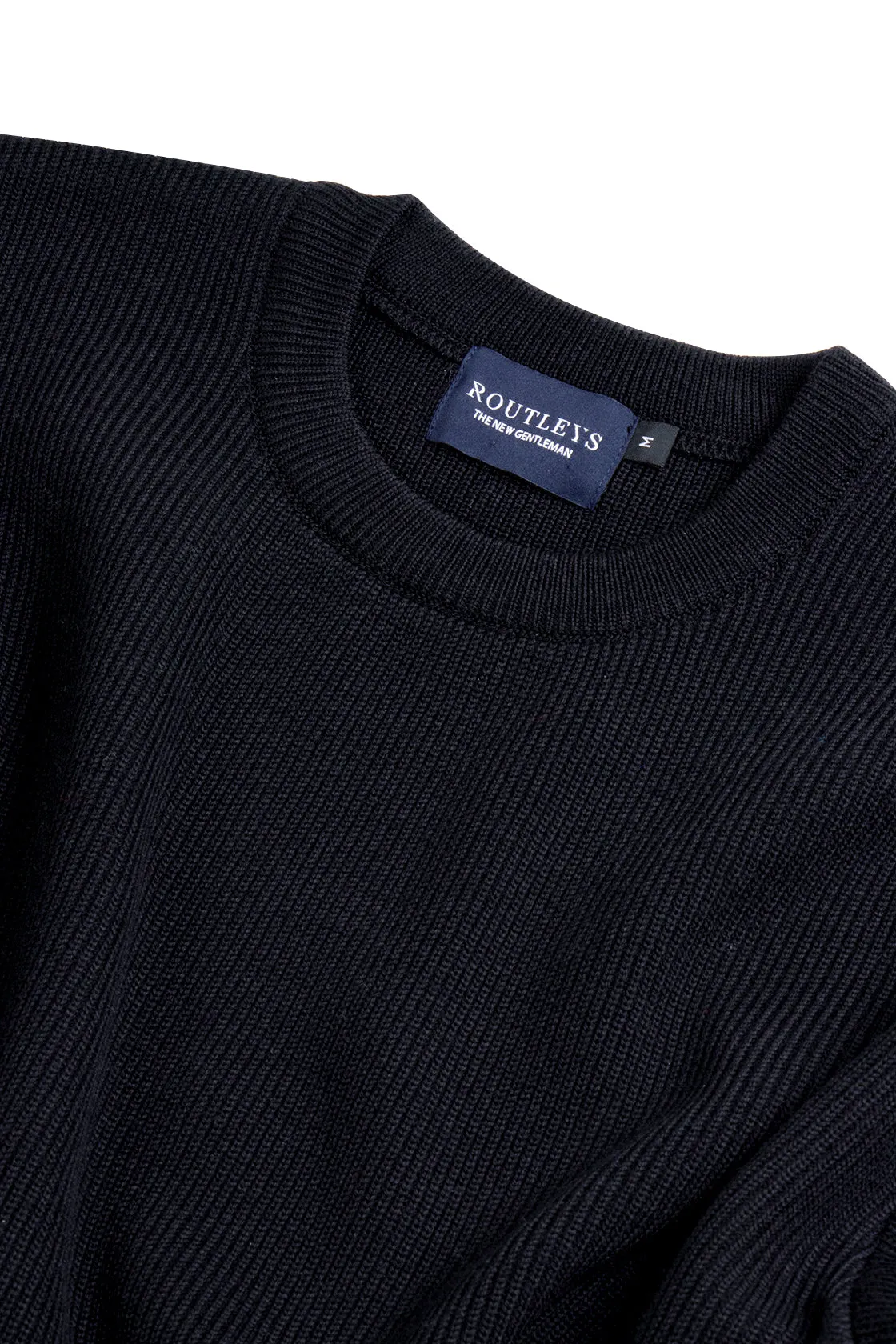 Routleys Fishermans Rib Crew Sweater Black