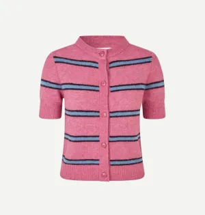 SANOURA CARDIGAN ROSE WINE STRIPE  - SAMSOE