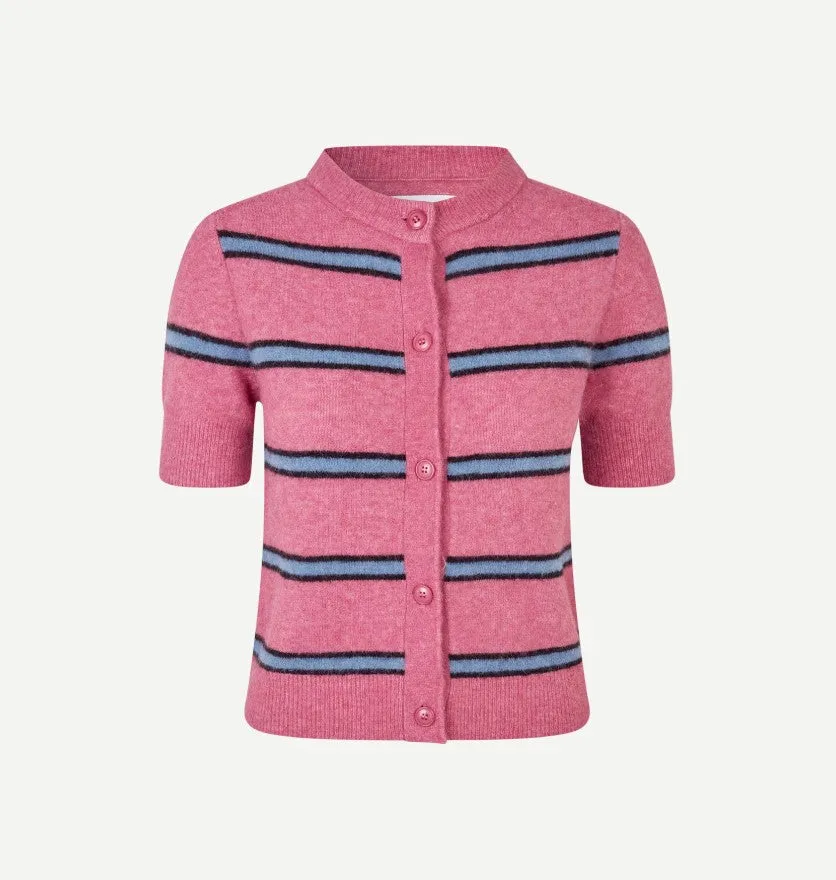 SANOURA CARDIGAN ROSE WINE STRIPE  - SAMSOE