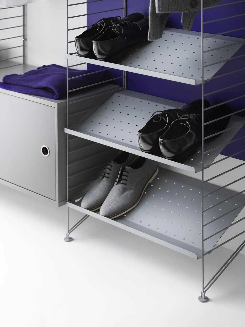 String Furniture String System Cabinet With Swinging Door, Grey